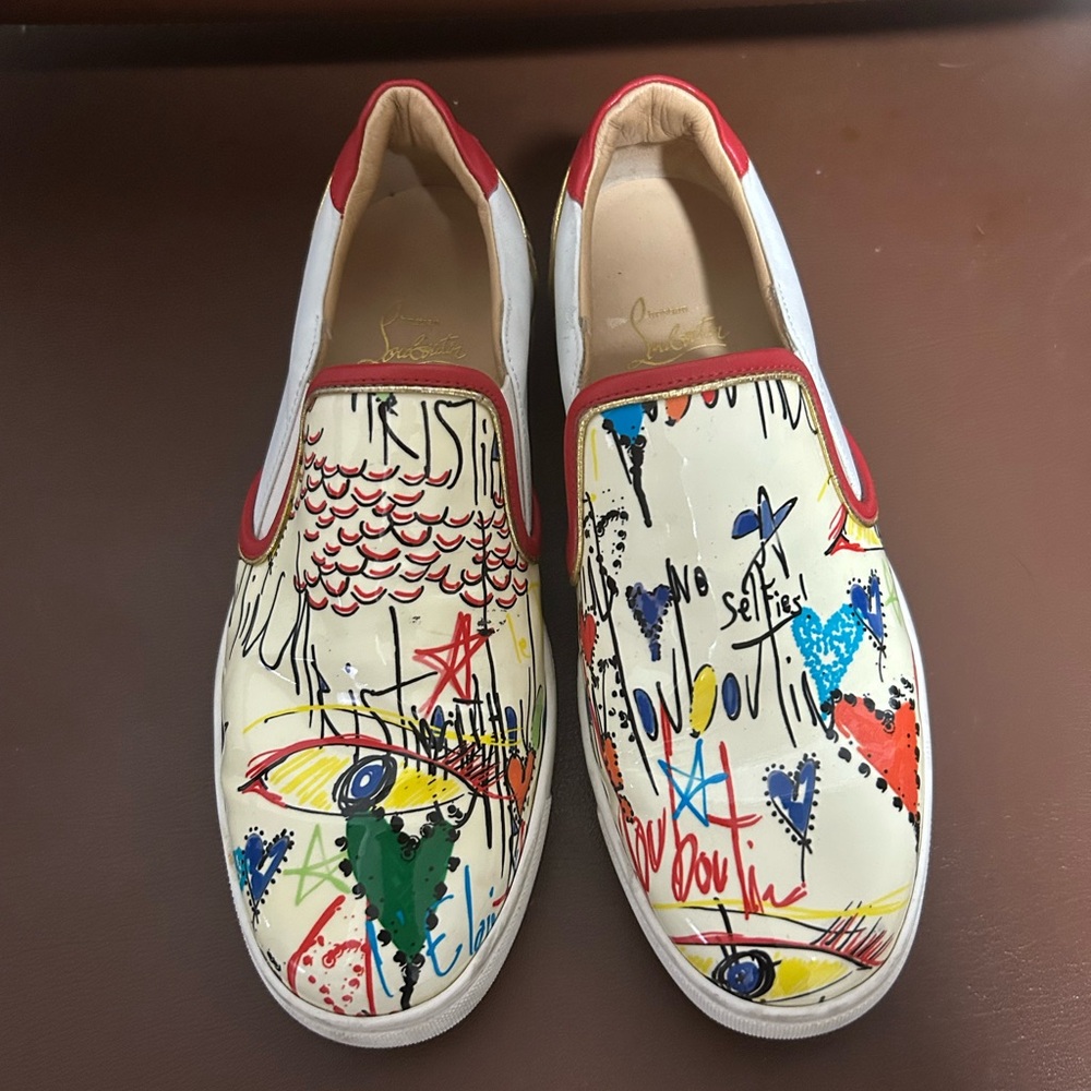 Christian Louboutin Multicolor Patent Leather Slip-on Sneakers size 39 - Picture 2 of 6